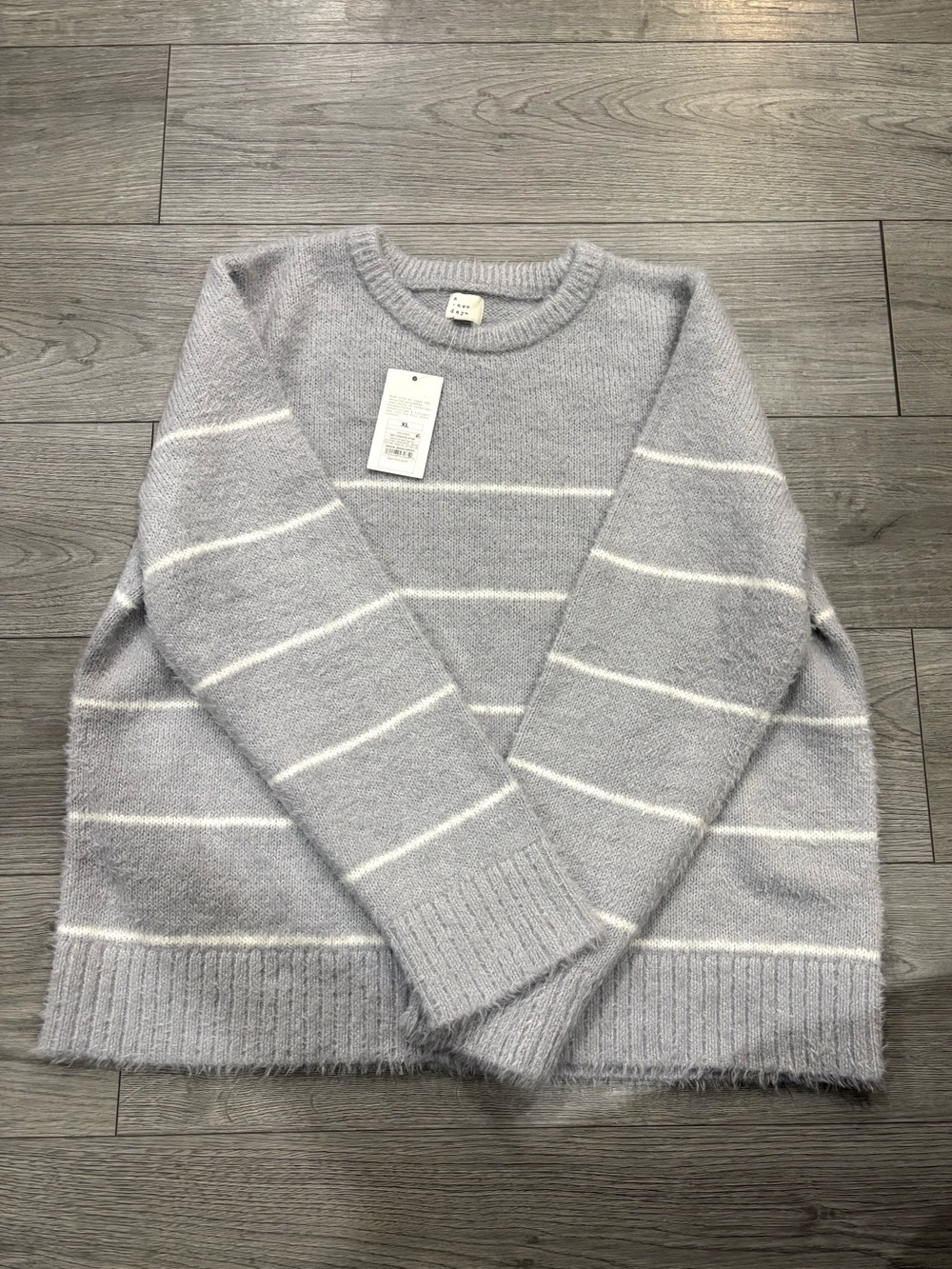 Target Women's Light Gray Striped Crewneck Sweater